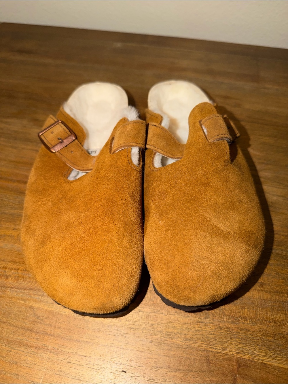 Birkenstock Chestnut Suede Shearling Lined Clogs